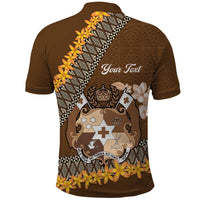 Personalised Tonga Language Week Polo Shirt Malo e Lelei Tongan Ngatu Pattern - Brown LT14 - Polynesian Pride