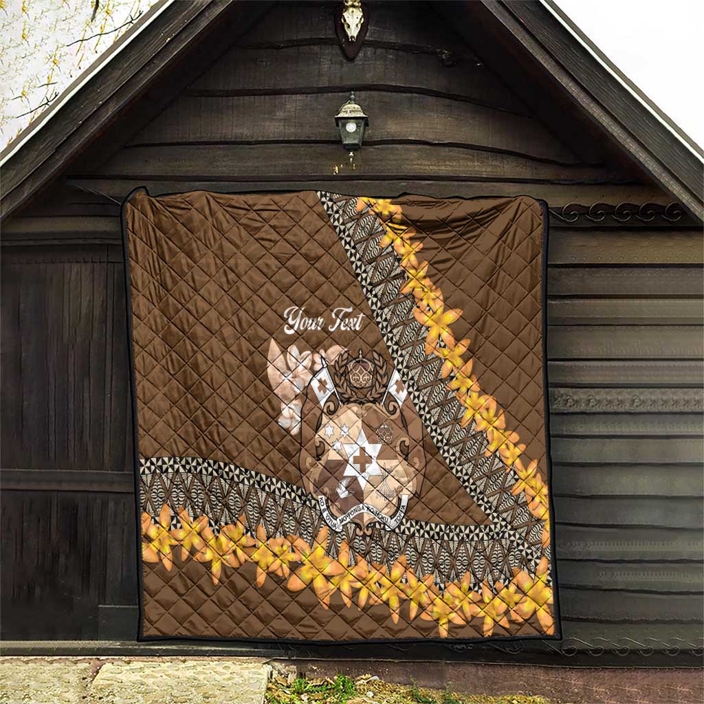Personalised Tonga Language Week Quilt Malo e Lelei Tongan Ngatu Pattern - Brown