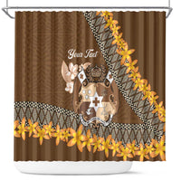 Personalised Tonga Language Week Shower Curtain Malo e Lelei Tongan Ngatu Pattern - Brown LT14 Brown - Polynesian Pride