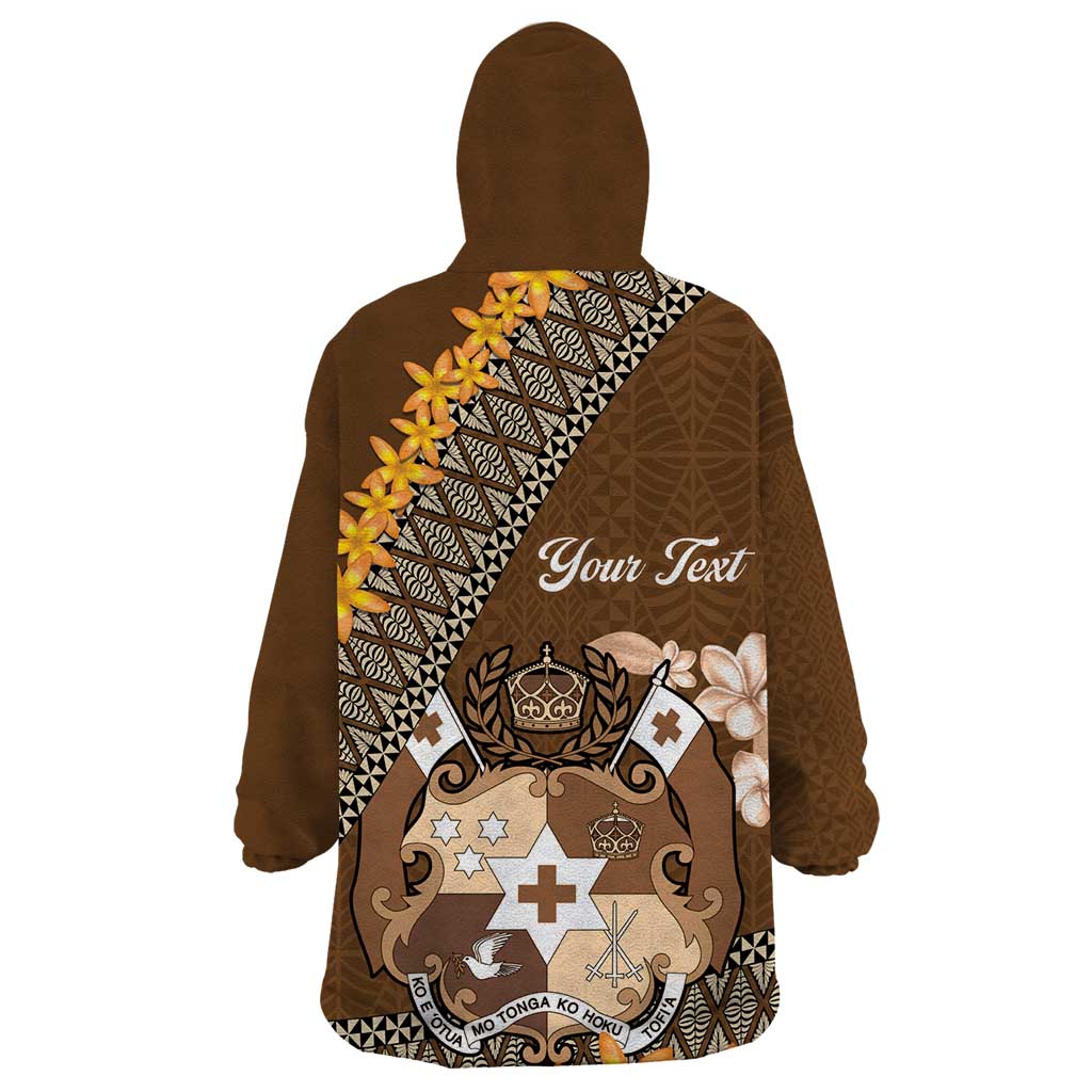 Personalised Tonga Language Week Wearable Blanket Hoodie Malo e Lelei Tongan Ngatu Pattern - Brown LT14 - Polynesian Pride