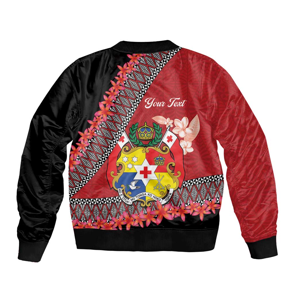Personalised Tonga Language Week Bomber Jacket Malo e Lelei Tongan Ngatu Pattern - Red