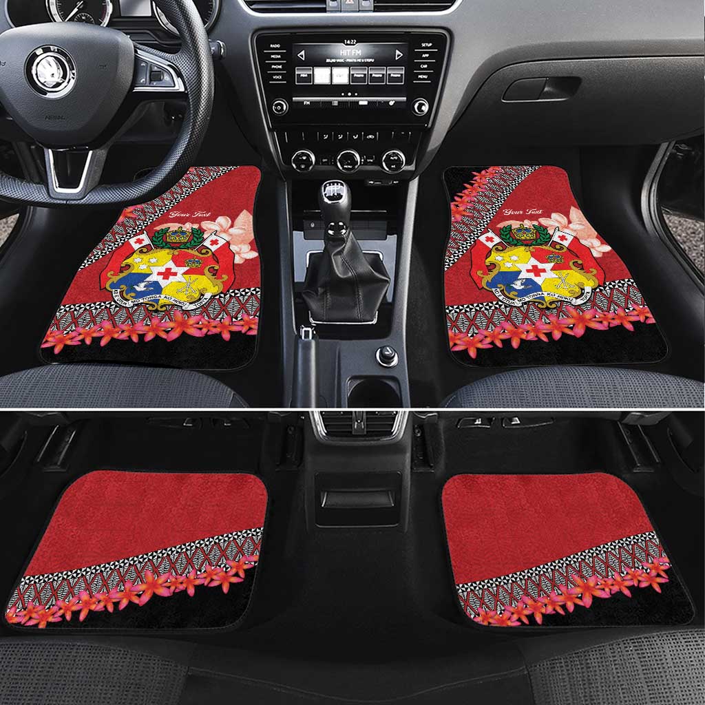 Personalised Tonga Language Week Car Mats Malo e Lelei Tongan Ngatu Pattern - Red