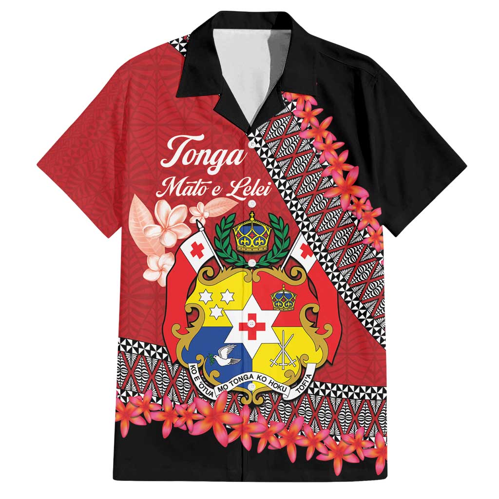 Personalised Tonga Language Week Family Matching Tank Maxi Dress and Hawaiian Shirt Malo e Lelei Tongan Ngatu Pattern - Red