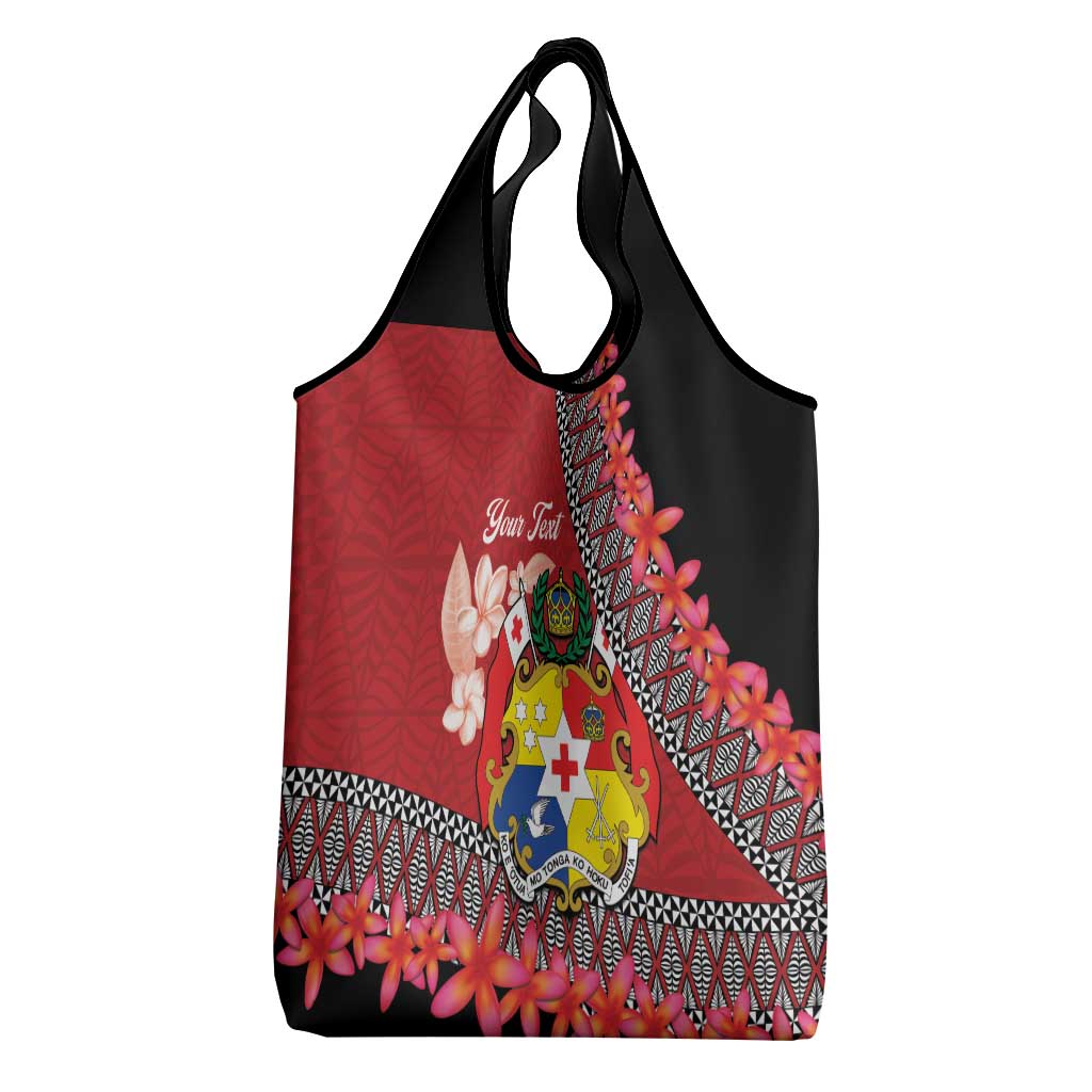 Personalised Tonga Language Week Grocery Bag Malo e Lelei Tongan Ngatu Pattern - Red