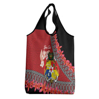 Personalised Tonga Language Week Grocery Bag Malo e Lelei Tongan Ngatu Pattern - Red