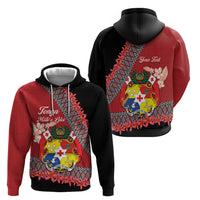 Personalised Tonga Language Week Hoodie Malo e Lelei Tongan Ngatu Pattern - Red