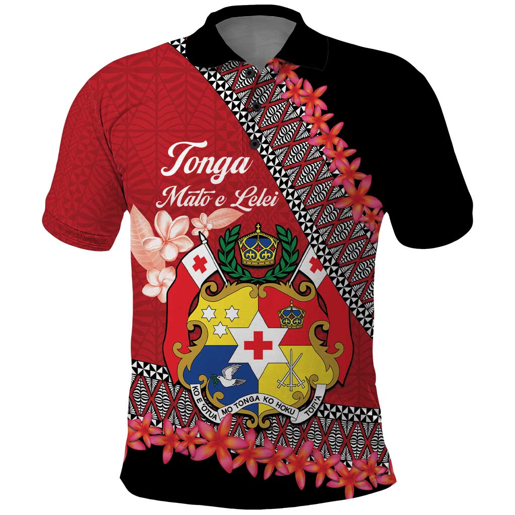 Personalised Tonga Language Week Polo Shirt Malo e Lelei Tongan Ngatu Pattern - Red LT14 Red - Polynesian Pride