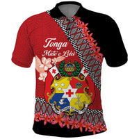Personalised Tonga Language Week Polo Shirt Malo e Lelei Tongan Ngatu Pattern - Red LT14 Red - Polynesian Pride