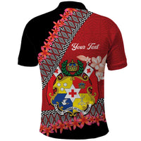 Personalised Tonga Language Week Polo Shirt Malo e Lelei Tongan Ngatu Pattern - Red LT14 - Polynesian Pride