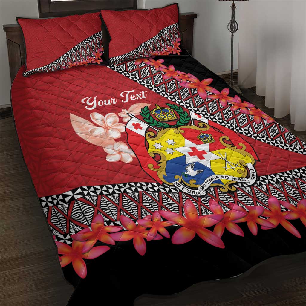 Personalised Tonga Language Week Quilt Bed Set Malo e Lelei Tongan Ngatu Pattern - Red