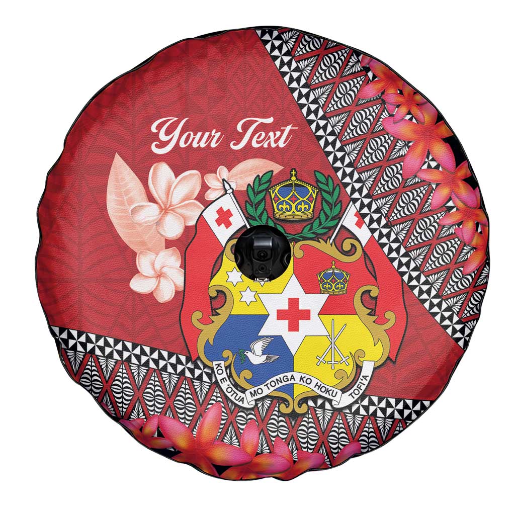 Personalised Tonga Language Week Spare Tire Cover Malo e Lelei Tongan Ngatu Pattern - Red
