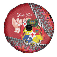 Personalised Tonga Language Week Spare Tire Cover Malo e Lelei Tongan Ngatu Pattern - Red