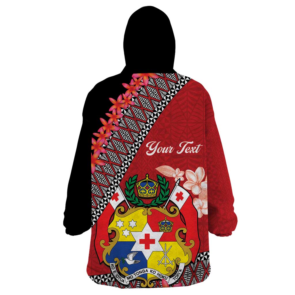 Personalised Tonga Language Week Wearable Blanket Hoodie Malo e Lelei Tongan Ngatu Pattern - Red LT14 - Polynesian Pride