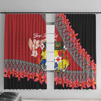 Personalised Tonga Language Week Window Curtain Malo e Lelei Tongan Ngatu Pattern - Red