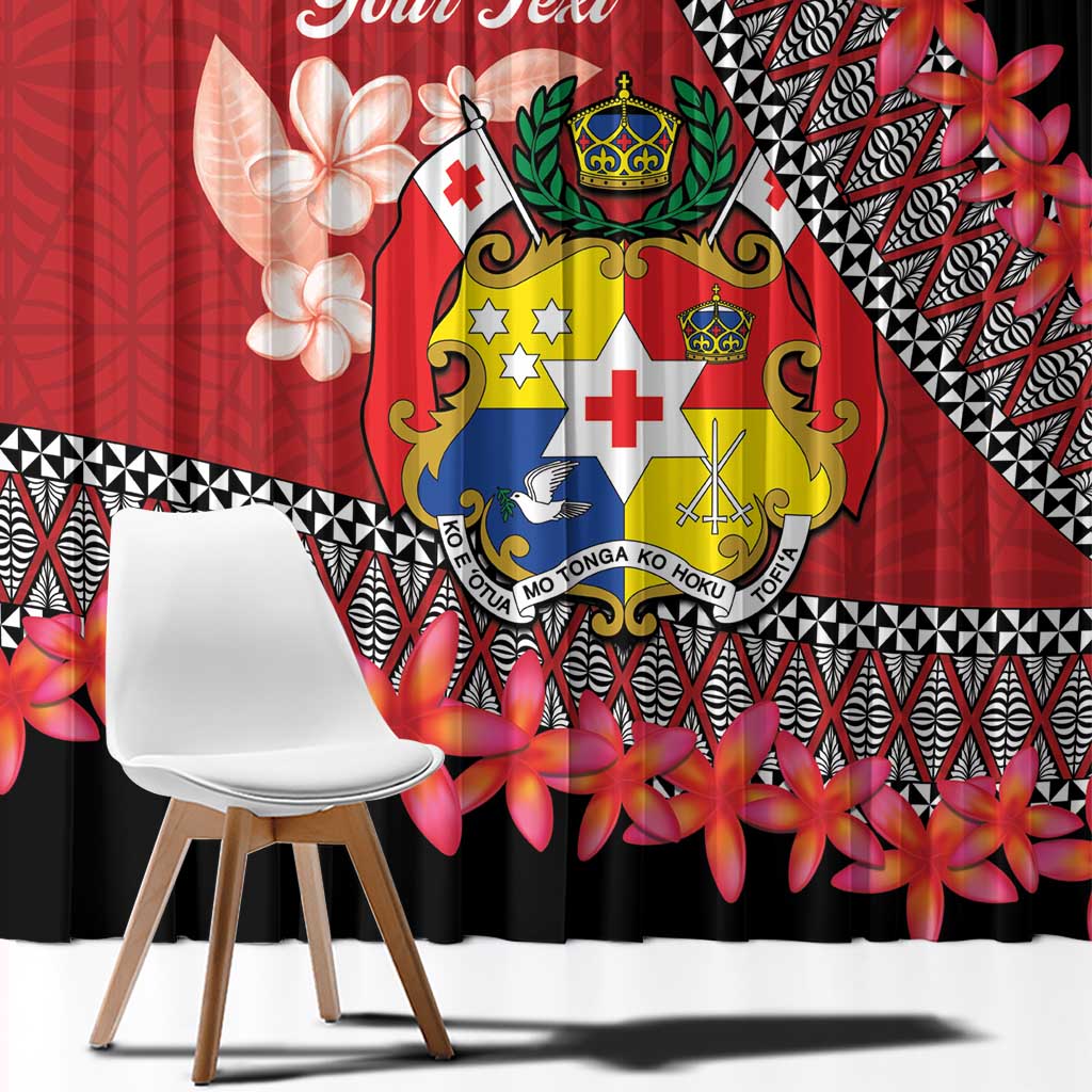 Personalised Tonga Language Week Window Curtain Malo e Lelei Tongan Ngatu Pattern - Red