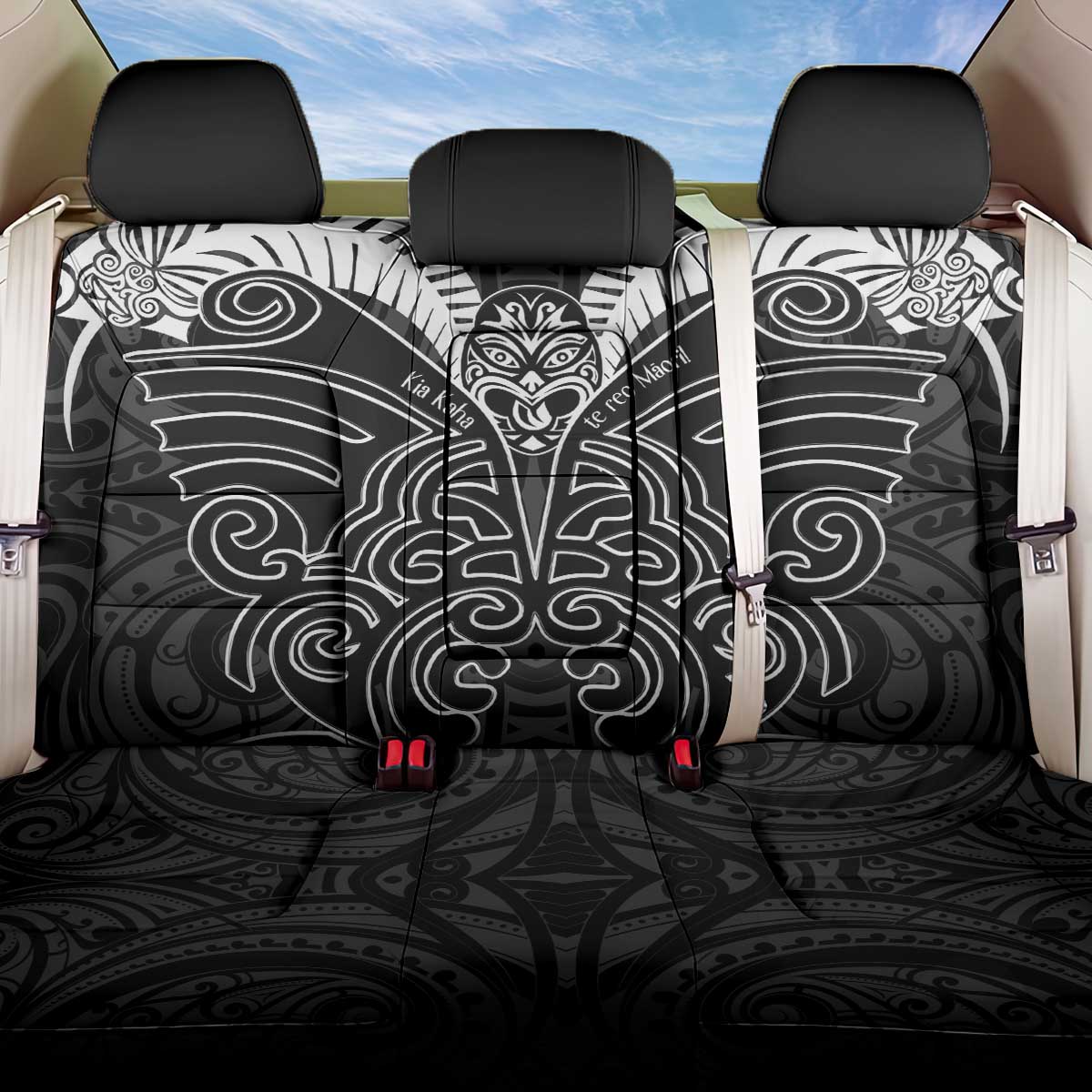 Kia Kaha Te Reo Maori Back Car Seat Cover Aotearoa Hei Tiki With Hongi