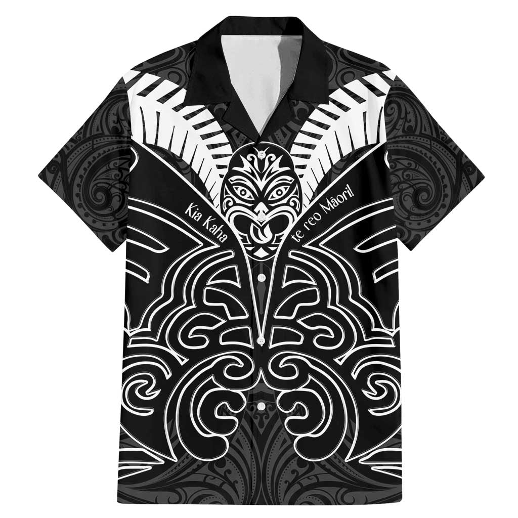 Kia Kaha Te Reo Maori Family Matching Mermaid Dress and Hawaiian Shirt Aotearoa Hei Tiki With Hongi LT14 Dad's Shirt - Short Sleeve Black - Polynesian Pride