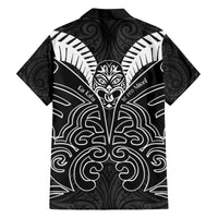 Kia Kaha Te Reo Maori Family Matching Off The Shoulder Long Sleeve Dress and Hawaiian Shirt Aotearoa Hei Tiki With Hongi
