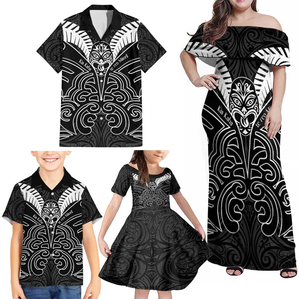 Kia Kaha Te Reo Maori Family Matching Off Shoulder Maxi Dress and Hawaiian Shirt Aotearoa Hei Tiki With Hongi LT14 - Polynesian Pride