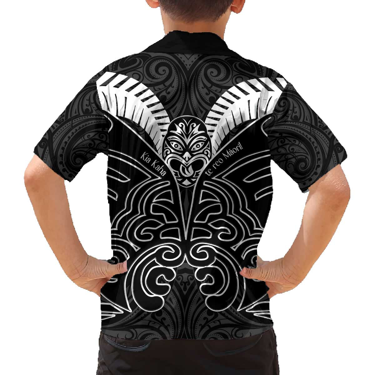Kia Kaha Te Reo Maori Family Matching Off Shoulder Short Dress and Hawaiian Shirt Aotearoa Hei Tiki With Hongi LT14 - Polynesian Pride