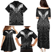 Kia Kaha Te Reo Maori Family Matching Puletasi and Hawaiian Shirt Aotearoa Hei Tiki With Hongi LT14 - Polynesian Pride