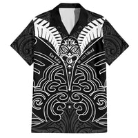 Kia Kaha Te Reo Maori Family Matching Puletasi and Hawaiian Shirt Aotearoa Hei Tiki With Hongi LT14 Dad's Shirt - Short Sleeve Black - Polynesian Pride