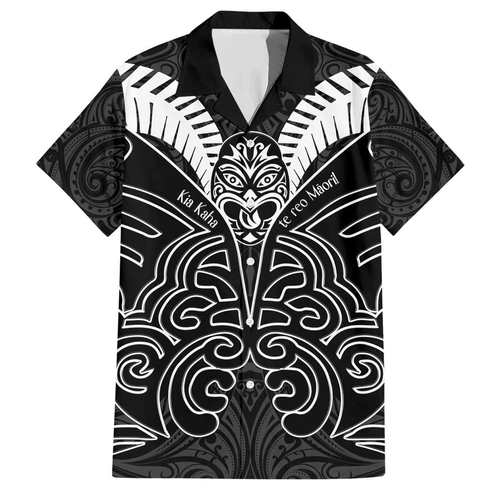 Kia Kaha Te Reo Maori Family Matching Short Sleeve Bodycon Dress and Hawaiian Shirt Aotearoa Hei Tiki With Hongi LT14 Dad's Shirt - Short Sleeve Black - Polynesian Pride