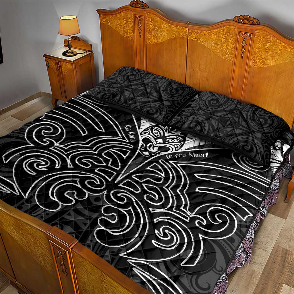 Kia Kaha Te Reo Maori Quilt Bed Set Aotearoa Hei Tiki With Hongi