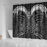Kia Kaha Te Reo Maori Shower Curtain Aotearoa Hei Tiki With Hongi LT14 - Polynesian Pride