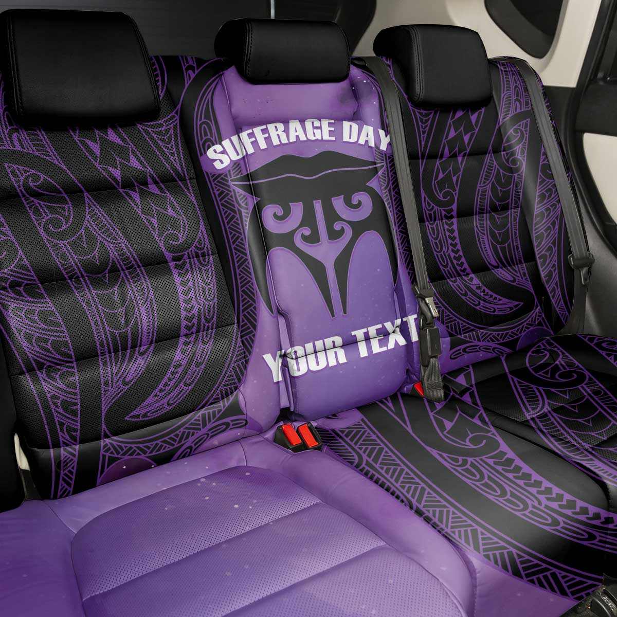 Personalised New Zealand Suffrage Day Back Car Seat Cover Maori Tattoo Galaxy Vibe - Polynesian Pride