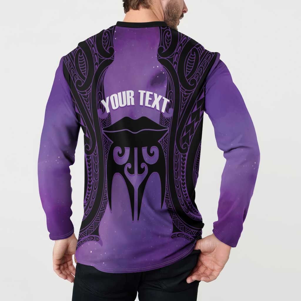 Personalised New Zealand Suffrage Day Button Sweatshirt Maori Tattoo Galaxy Vibe - Polynesian Pride