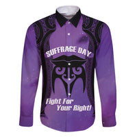 Personalised New Zealand Suffrage Day Family Matching Off The Shoulder Long Sleeve Dress and Hawaiian Shirt Maori Tattoo Galaxy Vibe - Polynesian Pride