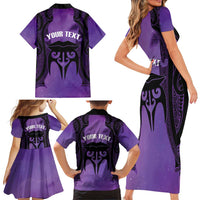 Personalised New Zealand Suffrage Day Family Matching Short Sleeve Bodycon Dress and Hawaiian Shirt Maori Tattoo Galaxy Vibe LT14 - Polynesian Pride