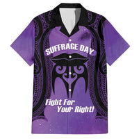 Personalised New Zealand Suffrage Day Family Matching Summer Maxi Dress and Hawaiian Shirt Maori Tattoo Galaxy Vibe LT14 Dad's Shirt - Short Sleeve Purple - Polynesian Pride