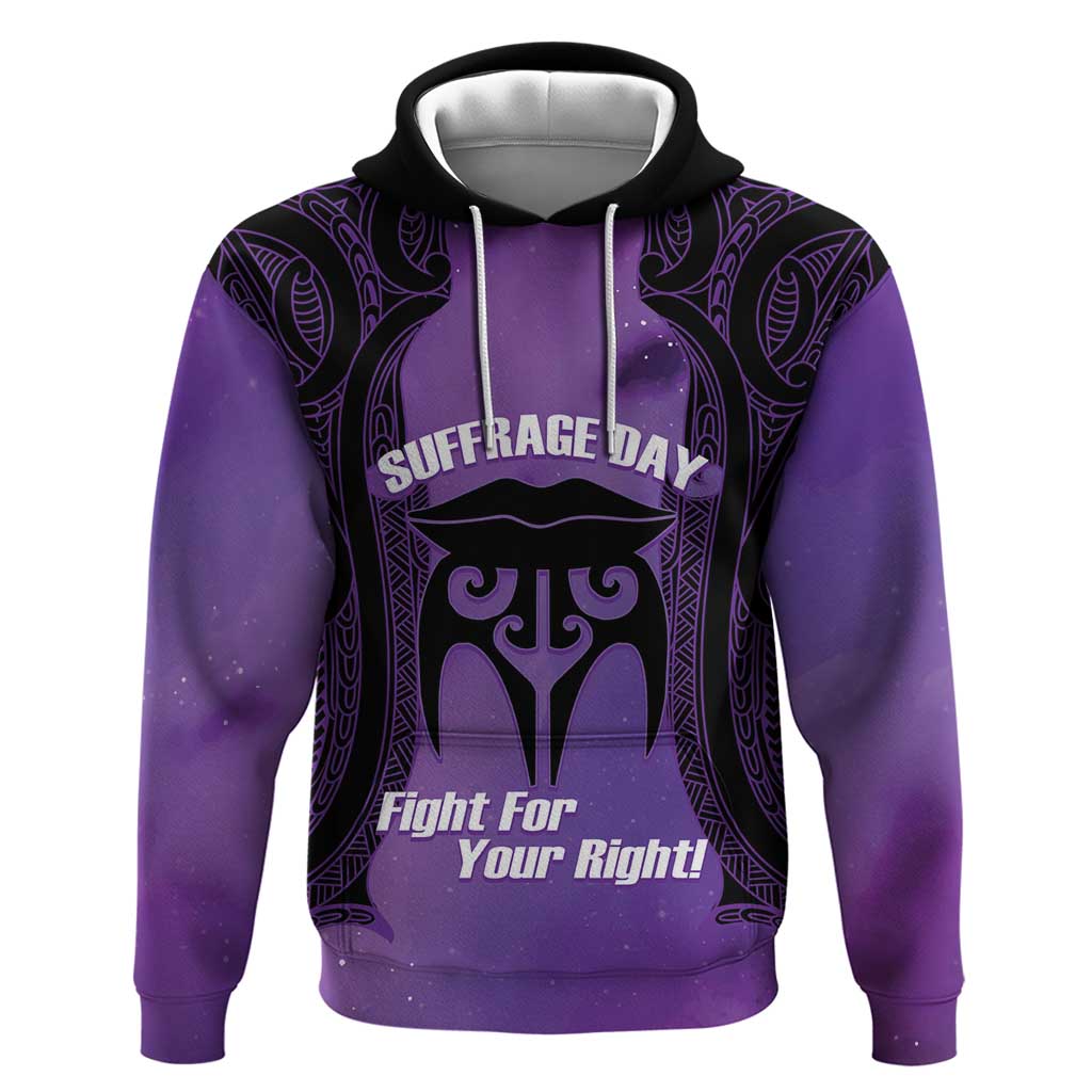 Personalised New Zealand Suffrage Day Hoodie Maori Tattoo Galaxy Vibe - Polynesian Pride