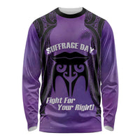 Personalised New Zealand Suffrage Day Long Sleeve Shirt Maori Tattoo Galaxy Vibe LT14 Unisex Purple - Polynesian Pride