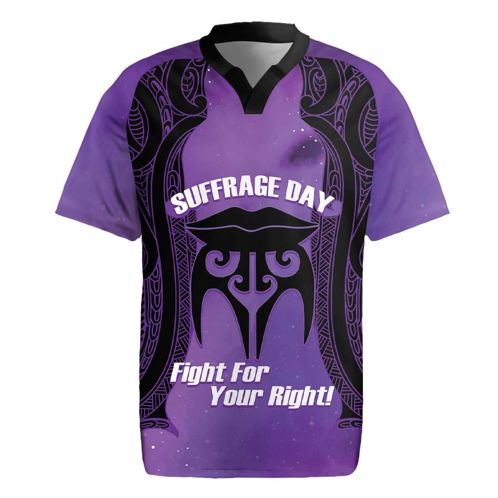 Personalised New Zealand Suffrage Day Rugby Jersey Maori Tattoo Galaxy Vibe LT14 Purple - Polynesian Pride
