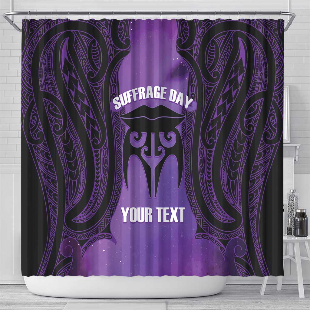 Personalised New Zealand Suffrage Day Shower Curtain Maori Tattoo Galaxy Vibe - Polynesian Pride