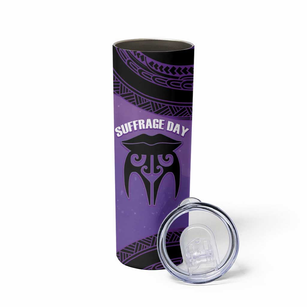 Personalised New Zealand Suffrage Day Skinny Tumbler Maori Tattoo Galaxy Vibe - Polynesian Pride