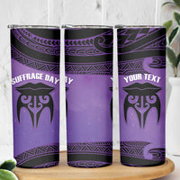 Personalised New Zealand Suffrage Day Skinny Tumbler Maori Tattoo Galaxy Vibe - Polynesian Pride