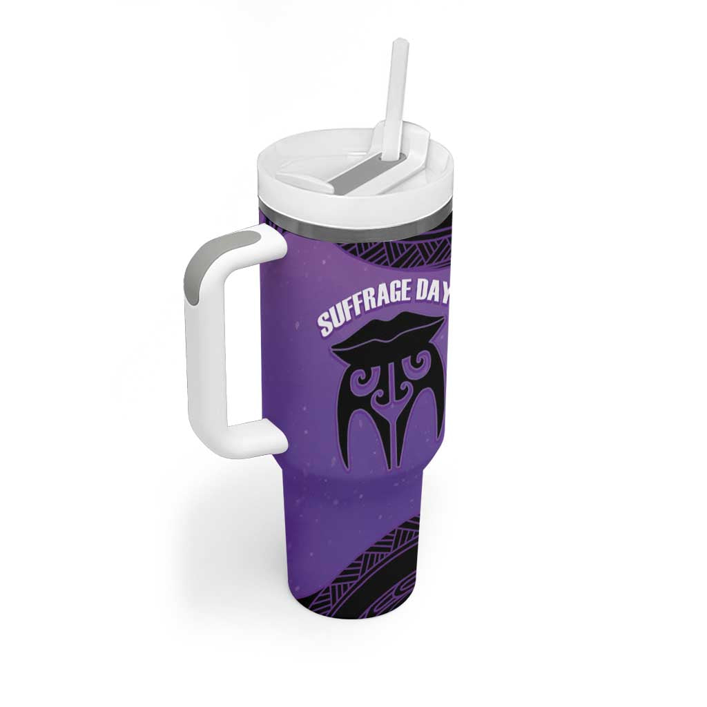 Personalised New Zealand Suffrage Day Tumbler With Handle Maori Tattoo Galaxy Vibe - Polynesian Pride