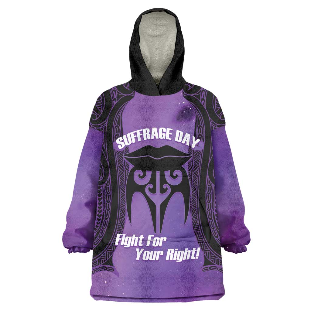 Personalised New Zealand Suffrage Day Wearable Blanket Hoodie Maori Tattoo Galaxy Vibe - Polynesian Pride