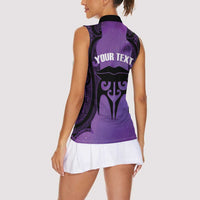Personalised New Zealand Suffrage Day Women Sleeveless Polo Shirt Maori Tattoo Galaxy Vibe - Polynesian Pride