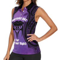 Personalised New Zealand Suffrage Day Women Sleeveless Polo Shirt Maori Tattoo Galaxy Vibe - Polynesian Pride
