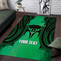 Personalised Moko Kauae New Zealand Area Rug Maori Chin Tattoo Green LT14 Green - Polynesian Pride