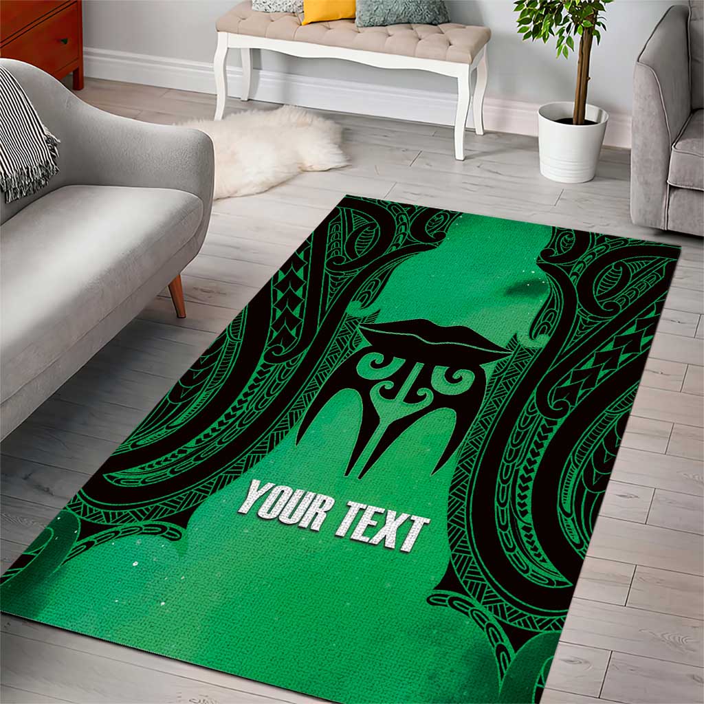 Personalised Moko Kauae New Zealand Area Rug Maori Chin Tattoo Green LT14 - Polynesian Pride