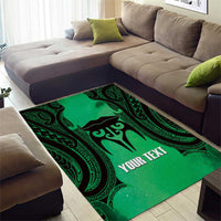 Personalised Moko Kauae New Zealand Area Rug Maori Chin Tattoo Green LT14 - Polynesian Pride