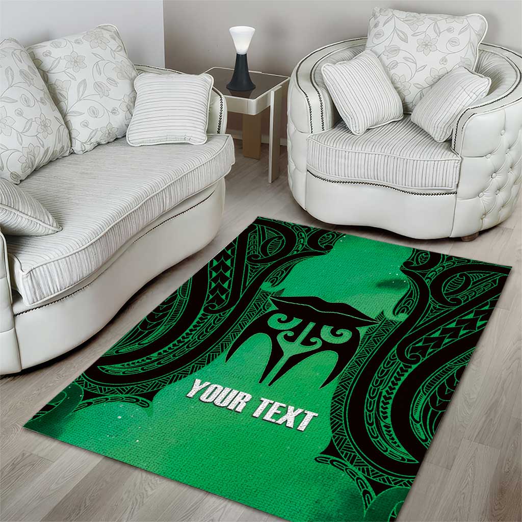 Personalised Moko Kauae New Zealand Area Rug Maori Chin Tattoo Green LT14 - Polynesian Pride
