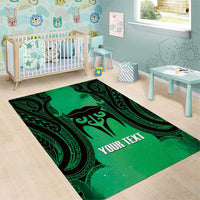Personalised Moko Kauae New Zealand Area Rug Maori Chin Tattoo Green LT14 - Polynesian Pride