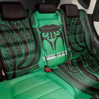 Personalised Moko Kauae New Zealand Back Car Seat Cover Maori Chin Tattoo Green - Polynesian Pride